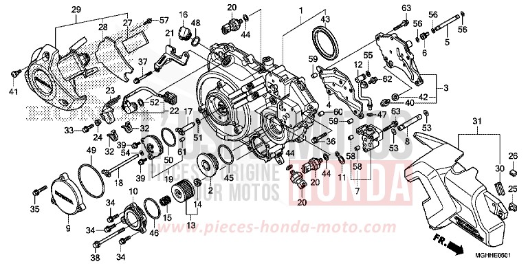 RIGHT CRANKCASE COVER (VFR1200XD/XDA/XDS) for VFR1200X Dual Clutch PEARL GLARE WHITE (NHB53) from 2017